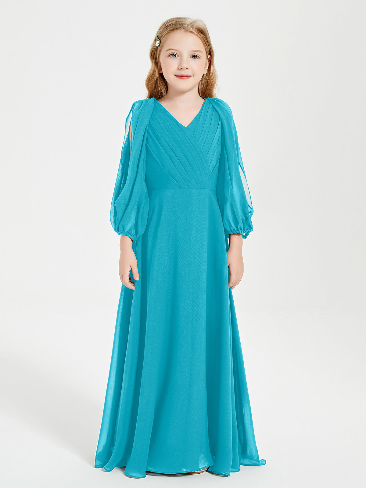 Modest Long Sleeved Junior Bridesmaid Gowns Jade